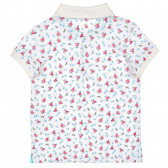 Βαμβακερή μπλούζα με γιακά και φλοράλ σχέδια, λευκή Benetton 227884 4