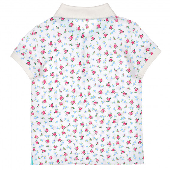 Βαμβακερή μπλούζα με γιακά και φλοράλ σχέδια, λευκή Benetton 227884 4