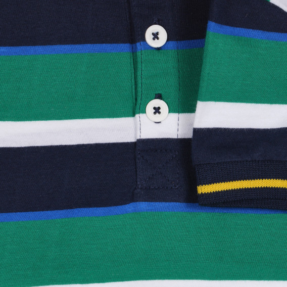 Βαμβακερή, ριγέ, πολύχρωμη μπλούζα με γιακά Benetton 227913 3