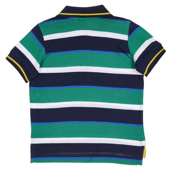 Βαμβακερή, ριγέ, πολύχρωμη μπλούζα με γιακά Benetton 227914 4