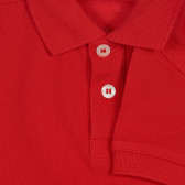 Βαμβακερή, κοντομάνικη μπλούζα με γιακά, κόκκινη Benetton 227929 3
