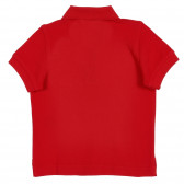 Βαμβακερή, κοντομάνικη μπλούζα με γιακά, κόκκινη Benetton 227930 4