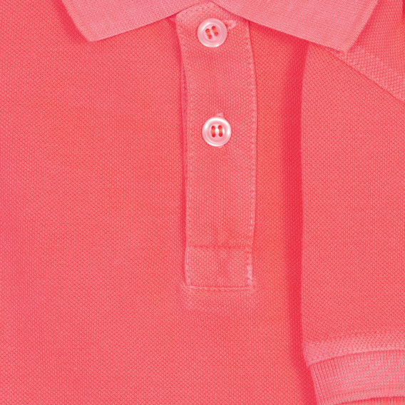 Βαμβακερή, κοντομάνικη, ροζ μπλούζα με γιακά Benetton 227937 3