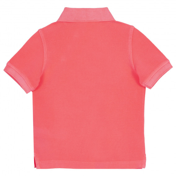 Βαμβακερή, κοντομάνικη, ροζ μπλούζα με γιακά Benetton 227938 4