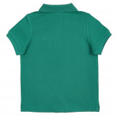 Βαμβακερή, κοντομάνικη μπλούζα με γιακά, πράσινη Benetton 227962 4