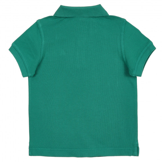 Βαμβακερή, κοντομάνικη μπλούζα με γιακά, πράσινη Benetton 227962 4
