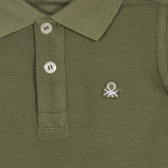 Βαμβακερή, κοντομάνικη μπλούζα με γιακά, σε πράσινο χρώμα Benetton 227982 2