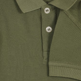Βαμβακερή, κοντομάνικη μπλούζα με γιακά, σε πράσινο χρώμα Benetton 227983 3