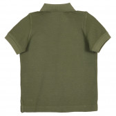 Βαμβακερή, κοντομάνικη μπλούζα με γιακά, σε πράσινο χρώμα Benetton 227984 4