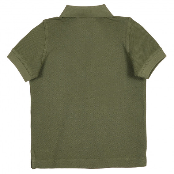 Βαμβακερή, κοντομάνικη μπλούζα με γιακά, σε πράσινο χρώμα Benetton 227984 4