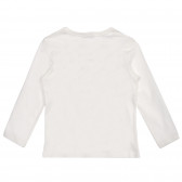 Βαμβακερή μπλούζα με τυπωμένα και απλικέ σχέδια, λευκή Benetton 228012 4
