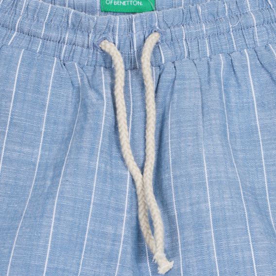 Ριγέ, βαμβακερό παντελόνι μήκους 7/8, σε μπλε χρώμα Benetton 228058 2
