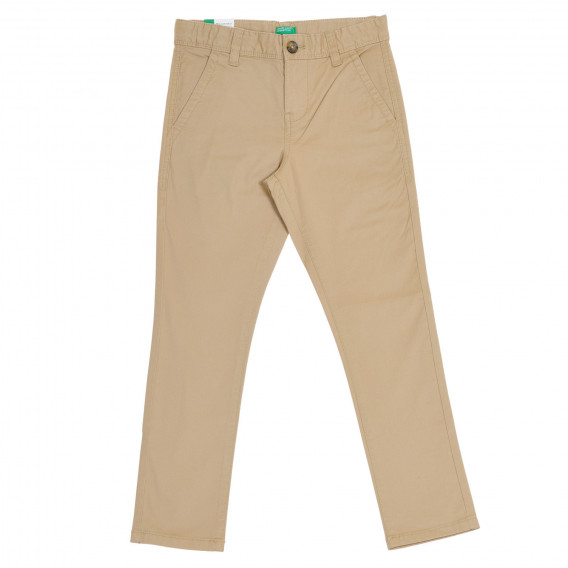 Βαμβακερό παντελόνι, σε μπεζ χρώμα Benetton 228085 