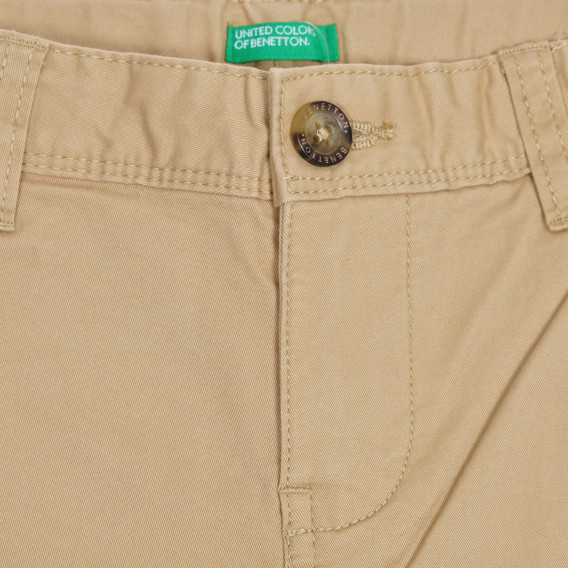Βαμβακερό παντελόνι, σε μπεζ χρώμα Benetton 228086 2