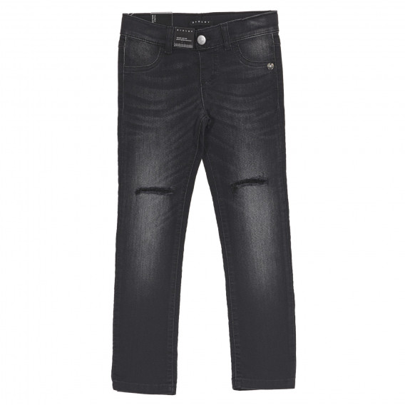 Τζιν παντελόνι με φθαρμένη όψη, μαύρο Sisley 228089 