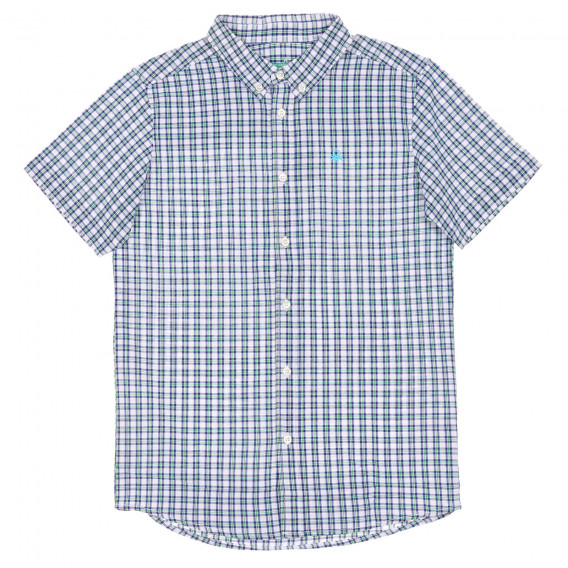 Βαμβακερό, καρό πουκάμισο με κοντά μανίκια, πολύχρωμο Benetton 228266 