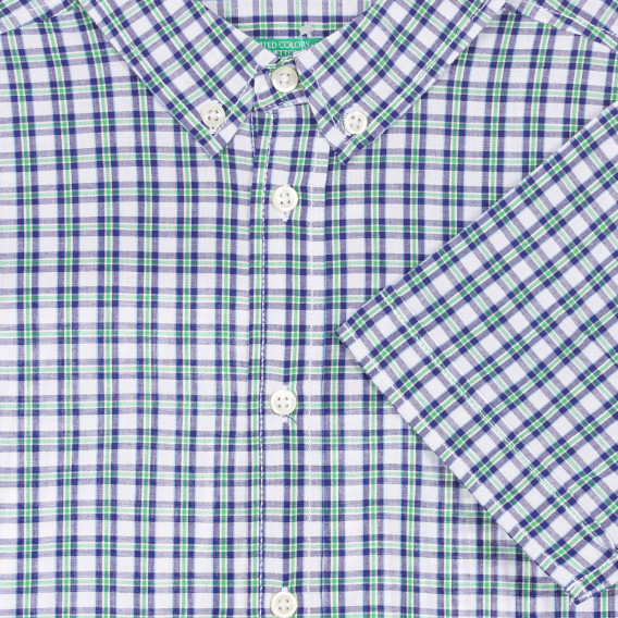 Βαμβακερό, καρό πουκάμισο με κοντά μανίκια, πολύχρωμο Benetton 228268 3