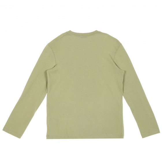 Βαμβακερή μπλούζα με απλικέ πούλιες, πράσινο Benetton 228277 4