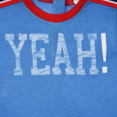 Βαμβακερό μπλουζάκι με κόκκινο περίγραμμα και επιγραφή για ένα μωρό, μπλε Benetton 228319 2