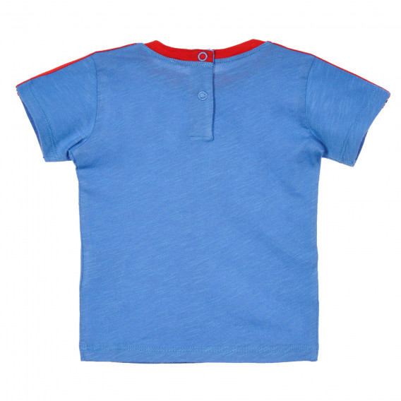 Βαμβακερό μπλουζάκι με κόκκινο περίγραμμα και επιγραφή για ένα μωρό, μπλε Benetton 228321 4
