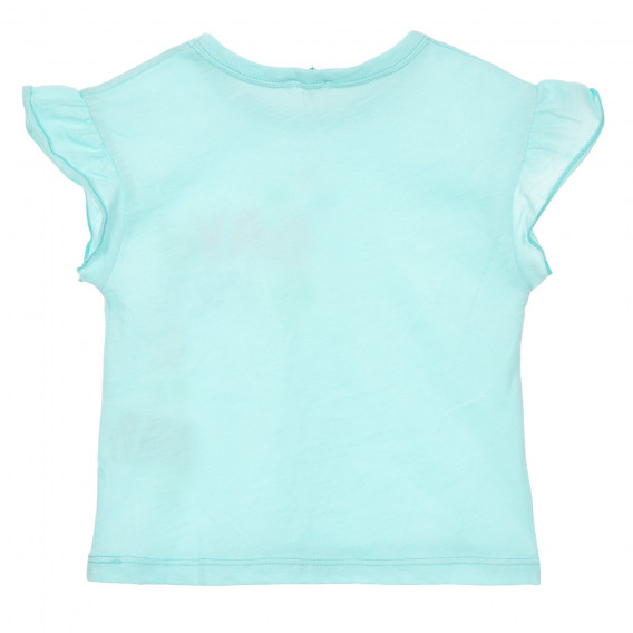 Βαμβακερό μπλουζάκι με βολάν και εκτύπωση για μωρό, γαλάζιο Benetton 228325 4