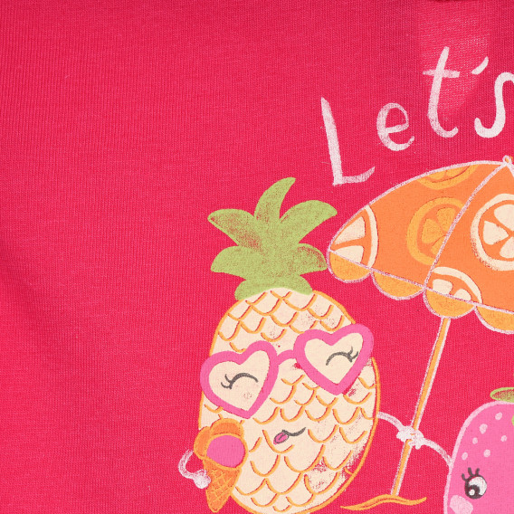 Βαμβακερό μπλουζάκι με επιμήκη πλάτη και τύπωμα για μωρό, ροζ Benetton 228335 2