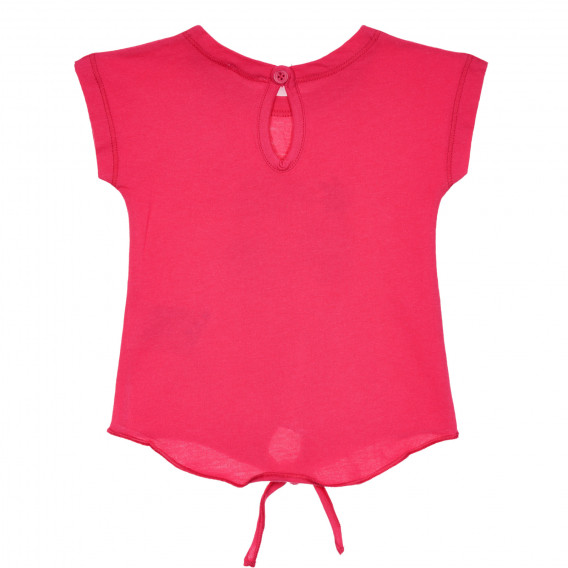 Βαμβακερό μπλουζάκι με επιμήκη πλάτη και τύπωμα για μωρό, ροζ Benetton 228337 4