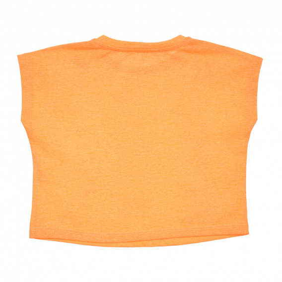 Κοντομάνικη μπλούζα με κεντητό λογότυπο, πορτοκαλί Benetton 228349 4