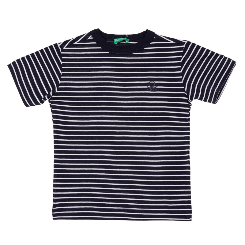 Βαμβακερό μπλουζάκι σε σκούρες μπλε και άσπρες ρίγες για ένα μωρό  228362
