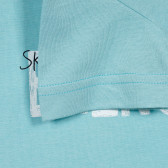 Βαμβακερό μπλουζάκι με επιγραφή, ανοιχτό μπλε Benetton 228367 3