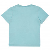Βαμβακερό μπλουζάκι με επιγραφή, ανοιχτό μπλε Benetton 228368 4
