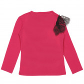 Βαμβακερή μπλούζα με δαντέλα και τύπωμα, ροζ Sisley 228425 4