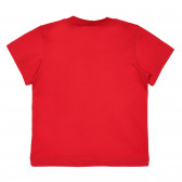 Βαμβακερή μπλούζα με κοντά μανίκια και επώνυμη επιγραφή, κόκκινο Benetton 228445 4