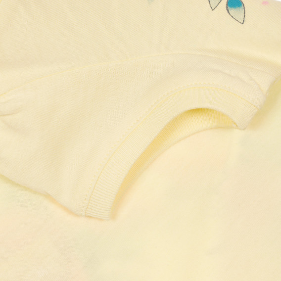 Βαμβακερό μπλουζάκι με floral τύπωμα και απλικέ για ένα μωρό, κίτρινο Benetton 228448 3