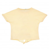 Βαμβακερό μπλουζάκι με τύπωμα, σε κίτρινο χρώμα Benetton 228453 4
