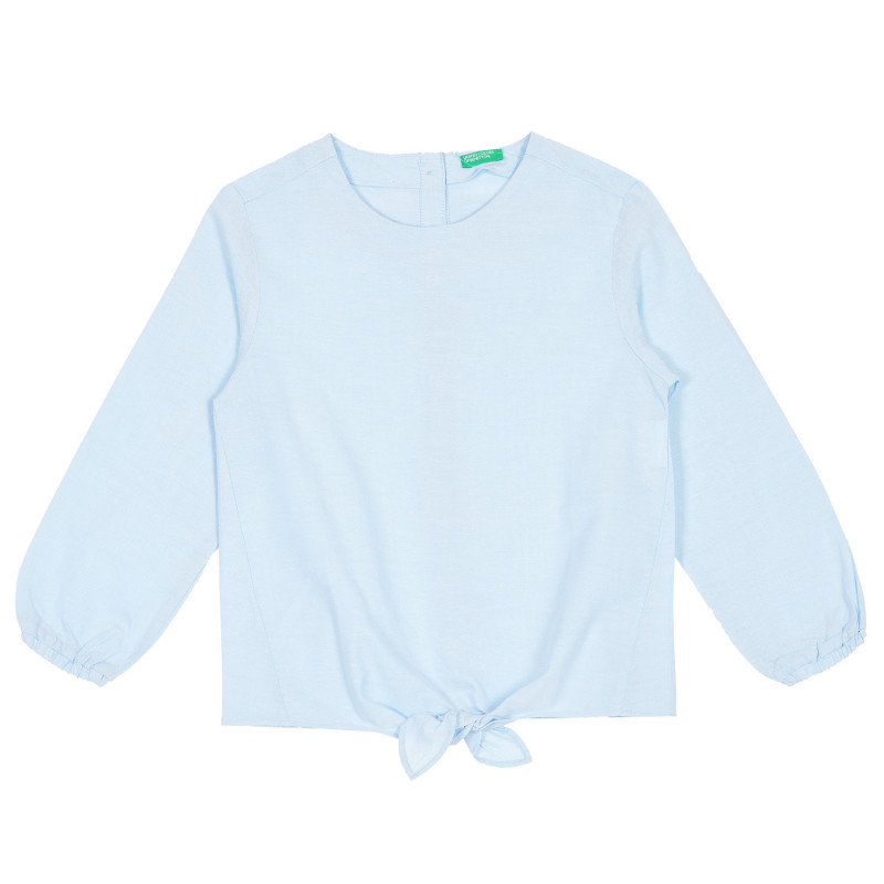 Βαμβακερή μπλούζα με μακριά μανίκια και κορδέλα, ανοιχτό μπλε  228494