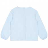 Βαμβακερή μπλούζα με μακριά μανίκια και κορδέλα, ανοιχτό μπλε Benetton 228497 4