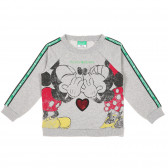 Βαμβακερή μπλούζα με Μίκυ και μίνι εκτύπωση για ένα μωρό, γκρι Benetton 228522 