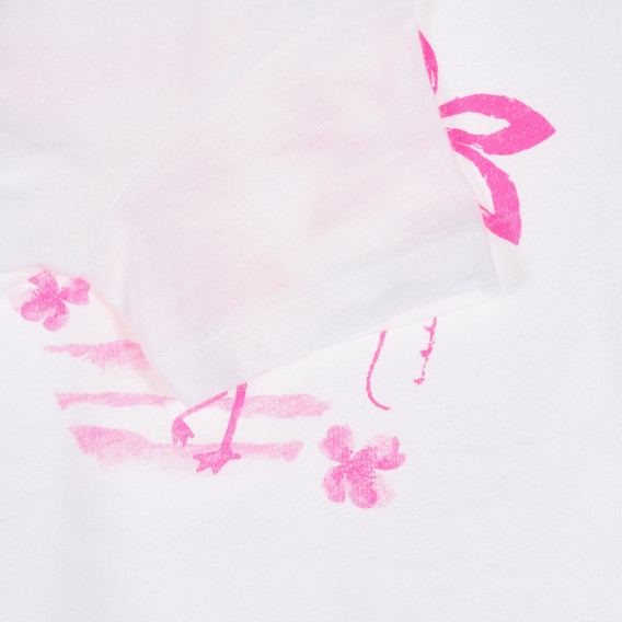 Βαμβακερό μπλουζάκι με γραφική εκτύπωση σε λευκό χρώμα. Benetton 228578 3