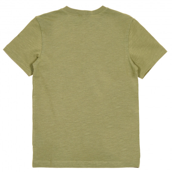 Βαμβακερή μπλούζα με κοντά μανίκια και επιγραφή, σε πράσινο χρώμα Benetton 228594 3