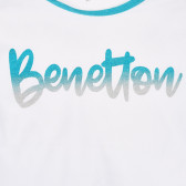 Βαμβακερό μπλουζάκι με μπλε τόνους, λευκό Benetton 228608 2