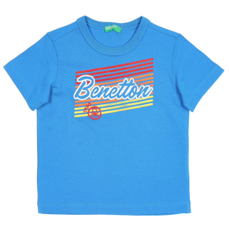 Βαμβακερό μπλουζάκι με την επιγραφή της μάρκας για ένα μωρό, μπλε  228619