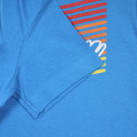 Βαμβακερό μπλουζάκι με την επιγραφή της μάρκας για ένα μωρό, μπλε Benetton 228621 3