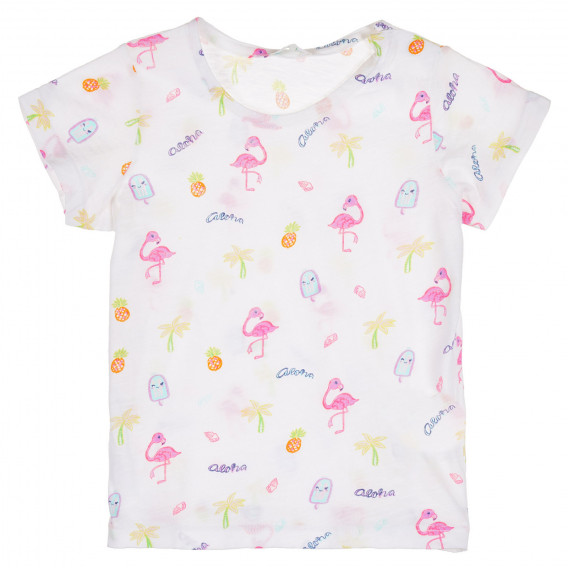 Βαμβακερό μπλουζάκι με γραφική εκτύπωση για ένα λευκό μωρό Benetton 228651 