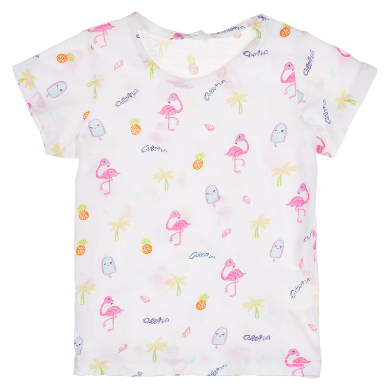 Βαμβακερό μπλουζάκι με γραφική εκτύπωση για ένα λευκό μωρό  228651