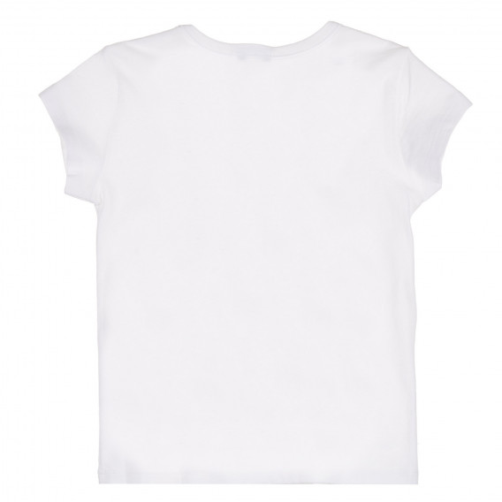 Βαμβακερή μπλούζα με κοντά μανίκια και λευκή επιγραφή Benetton 228666 4