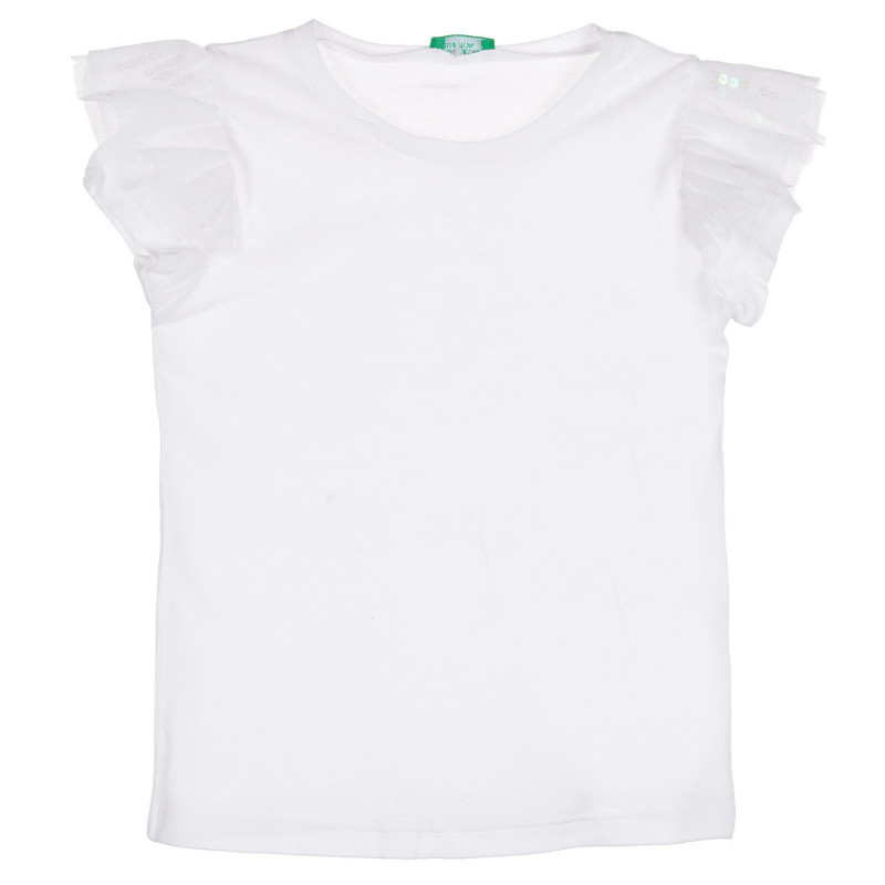 Μπλουζάκι με τούλι και πούλιες στα μανίκια για ένα λευκό μωρό  228667
