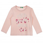 Βαμβακερή μπλούζα με λουλουδάτο τόνους για ένα μωρό, ροζ Benetton 228679 
