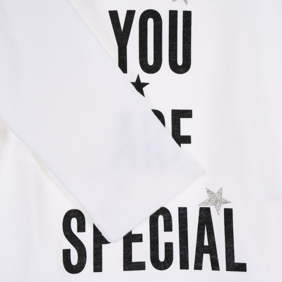 Βαμβακερή μπλούζα με γραφική εκτύπωση, σε λευκό χρώμα Benetton 228685 3