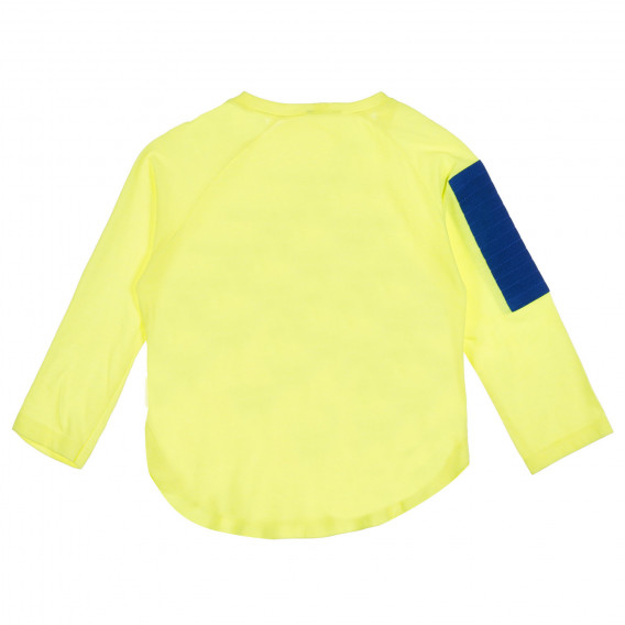 Βαμβακερή μπλούζα με μπλε λεπτομέρεια στο μανίκι, κίτρινη Benetton 228694 4